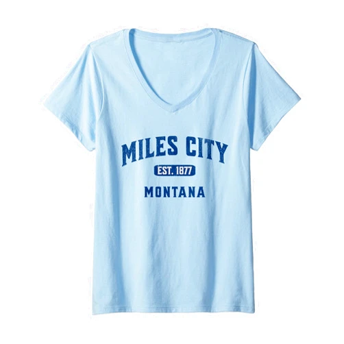 Miles City Montana Locals Visitors Womens Visit Miles City Montana Vintage Athletic Souvenir V-Neck T-Shirt