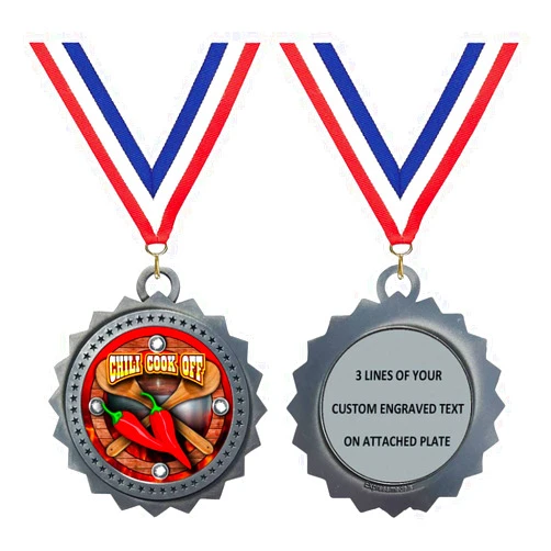 Express Medals 1 to 50 Packs Chili Cook Off Silver Large 3 Inch Engraved Medals Trophy Award Personalized Free D03-FCL437
