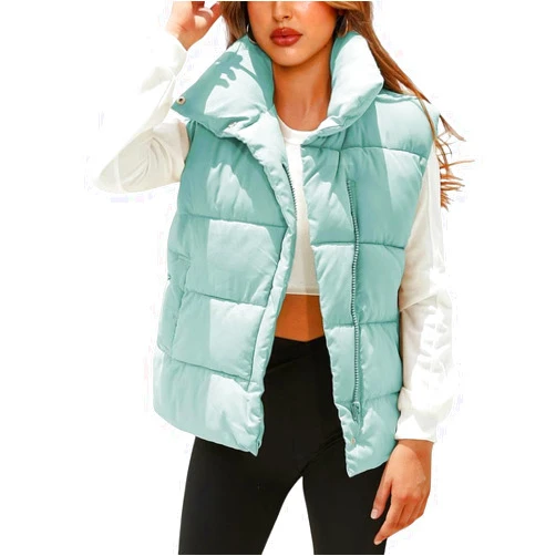 FMCHICO Women's Puffer Vest Zip Up Sleeveless Lightweight Stand Collar Padded Gilet