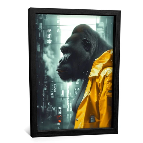 Road to Revive Framed Gorilla Wall Art Ape Animal Cool Canvas Posters King Kong Prints Painting for Boys Room Decor Modern Aesthetic Decor for Living Room Bedroom Bathroom