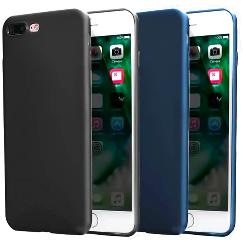 CaseHQ 2 Pack Compatible with iPhone 8 Plus Case 2017,iPhone 7 Plus Case 2016, Thin Slim Fit Soft TPU Bumper Shell Anti-Scratch Resistant Shockproof Protective Mobile Phone Cover,Women Man,Black+Dark Blue