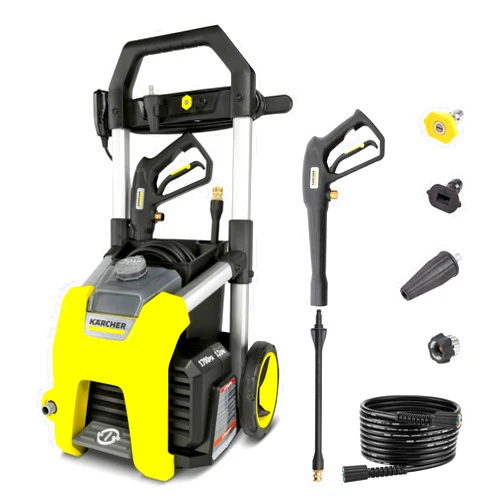 Kärcher Pressure Washer K1700, Max 2125 PSI, 3 Spray Nozzles, Detergent Tank, For Cars, Driveways, Siding, Patios, 1.46 max. GPM