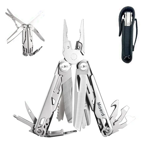 Maerd P11 Multitool, 19in1 Premium Hard Stainless Steel Multi tools Self-Locking, Outdoorsman Survival Camping EDC Multitools, Saw, First Aid Scissors, Sturdy Spring Pliers, Hexagon Wrench