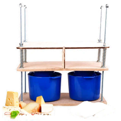 PetriStor Wooden Cheese Press For Cheese Making Supplies 16 In Plywood 1/2 in Thick - Cheese Making Kit With Wooden Cheese Press and 2 Cheese Molds 1/2 Gal, Cheesecloth, Springs and Measuring Scale Included