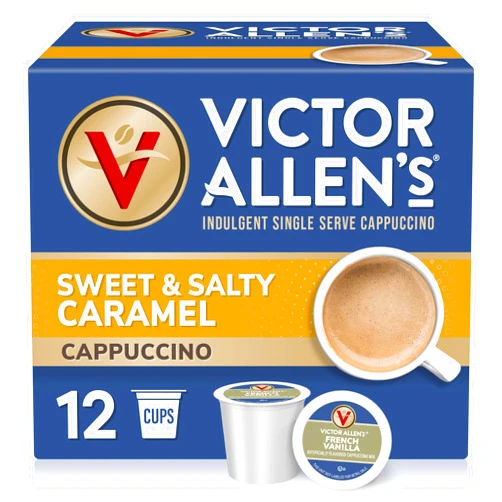 Victor Allen's Coffee Victor Allen's Indulgent Sweet & Salty Caramel Cappuccino Single Cup (2.0 Compatible) 12 Count (Pack of 1)
