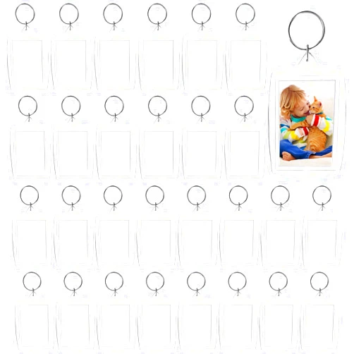 Qyyiguf 30 Pcs Acrylic Photo Frame Keyring,Keychain Clear Acrylic with Split Ring,Photo Insert Keychains for Personalised Custom,Artwork,Gifts