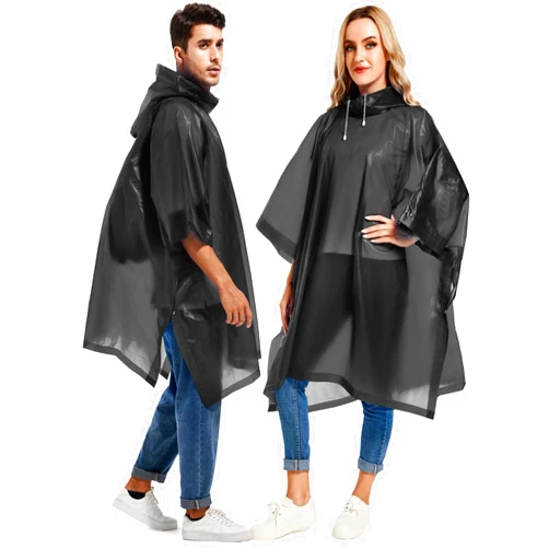 Borogo 2 Pack Rain Ponchos for Adults Reusable - Raincoats Survival Emergency Heavy Duty Rain Coat with Drawstring Hood