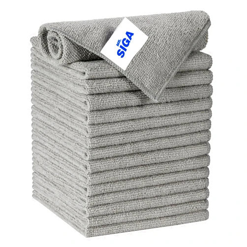 MR.SIGA Microfiber Cleaning Cloth, All-Purpose Microfiber Towels, Streak Free Cleaning Rags, Pack of 15, Gray, Size 30 x 30 cm(11.8 x 11.8 inch)