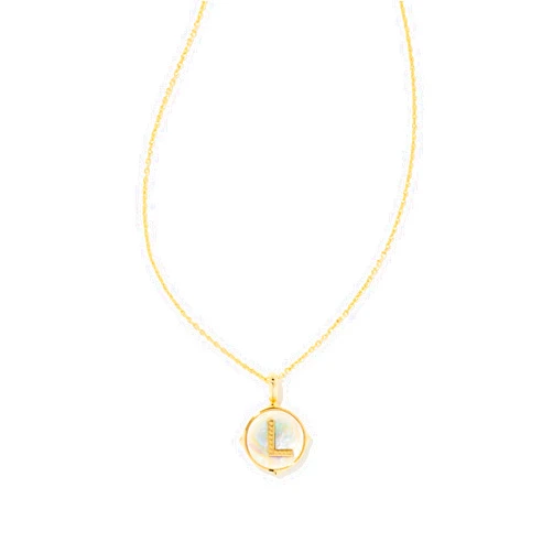Kendra Scott 14k Gold-Plated Brass Letter A-Z Disc Reversible Pendant Necklace, Fashion Jewelry for Women