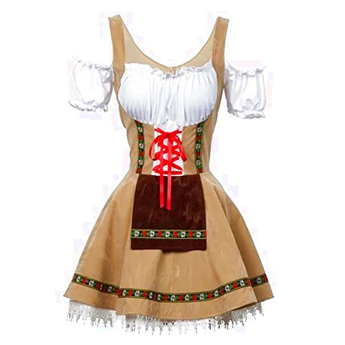 COSWE Women's German Dirndl Dress Off Shoulder Oktoberfest Beer Girl Costume