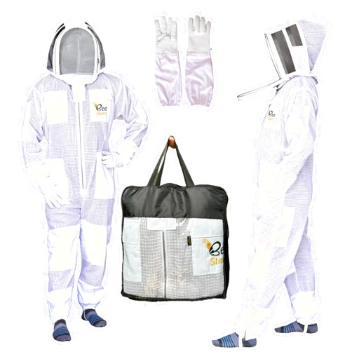Bee Stars 3 Layer Bee Suit With Fencing Veil And One Pair Gloves Ventilated Sting Proof Beekeeping Suit For Beekeepers