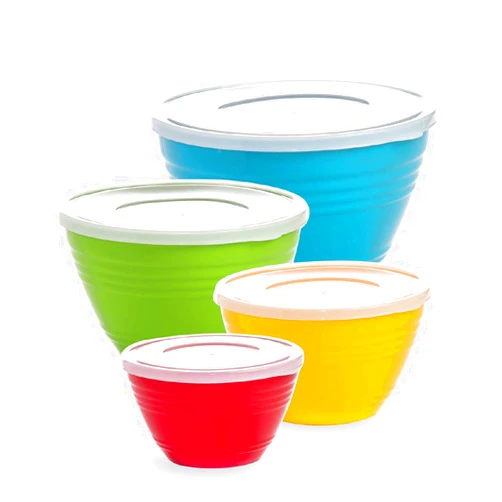 BINO | Mixing Bowl Set with Lids | Versatile Plastic Bowls for Kitchen Mixing, Serving, and Storage - 4-Piece Mixing Bowl Set in Various Sizes | Space-Saving Nesting Design | Dishwasher Safe