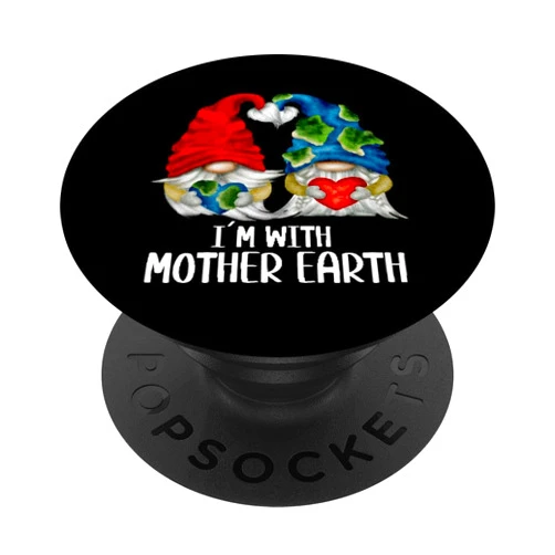 Funny Earth Day Gnome Gifts For Hippie And Teacher Cute Gnome Couple Shows Love And Heart For Mother Earth PopSockets Standard PopGrip