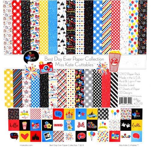 Miss Kate Cuttables Pattern Paper Pack - Best Day Ever - for Disneyland Walt Disney World - 17 Double-Sided 12