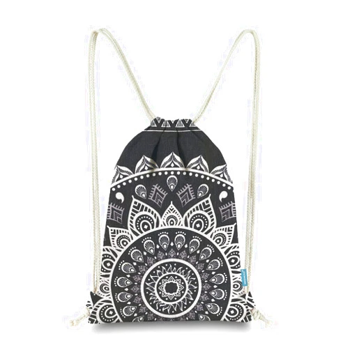 Miomao Drawstring Backpack Mandala Style String Bag Canvas Beach Sport Daypack