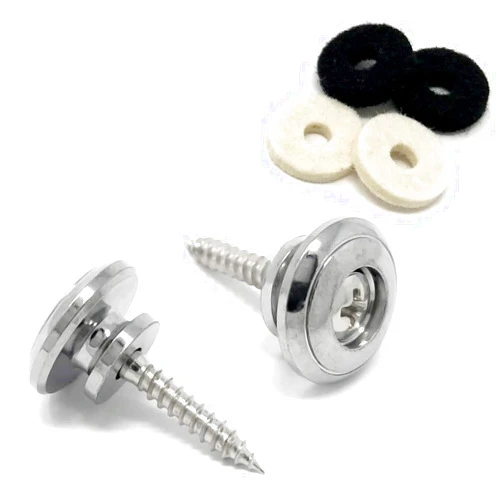Vintage Forge Guitar Strap Buttons Chrome Oversized Large 17mm Universal Fit for Acoustic and Electric Guitar and Bass (2) with Screws and Felt Washers SB120-CHR