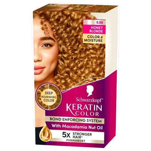 Schwarzkopf Keratin Color Permanent Hair Dye Cream, 9.00 Honey Blonde, 1 Application - Professionally Inspired Hair Color Enriched with Keratin and Macadamia Nut Oil - Hair Dye with Pre-Serum, all Hair Types