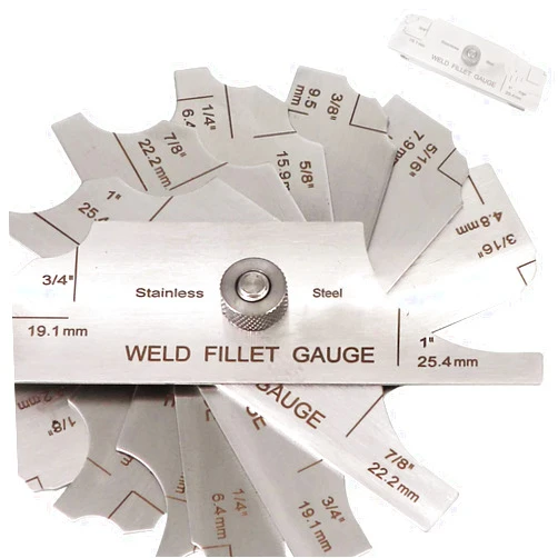 Tektall Stainless steel fillet weld set gage Rl Gauge 1/8''-1'' welding inspection test Unlar metric & inch Accurate 7-pieces