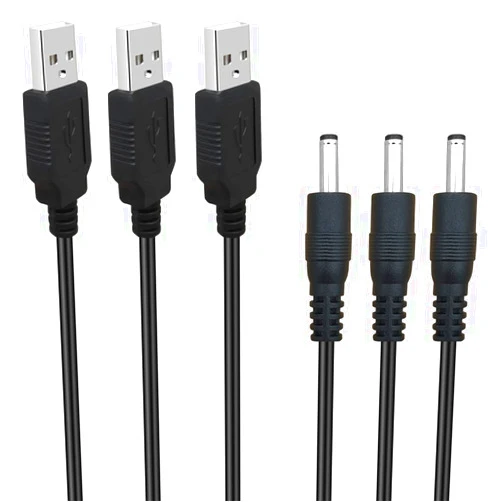 SCOVEE 3Pack 6FT 5V DC Power Cord USB to DC 3.5mm x 1.35mm Barrel Jack Adapter Connector Charging Cable Plug