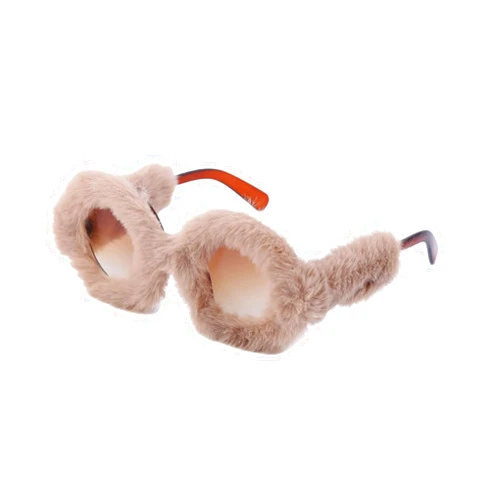 GOKOTTAWA Fluffy Sunglasses Vintage Frame Eyeglasses For Women Cat Eye Style Fashion Glasses For Party Favor