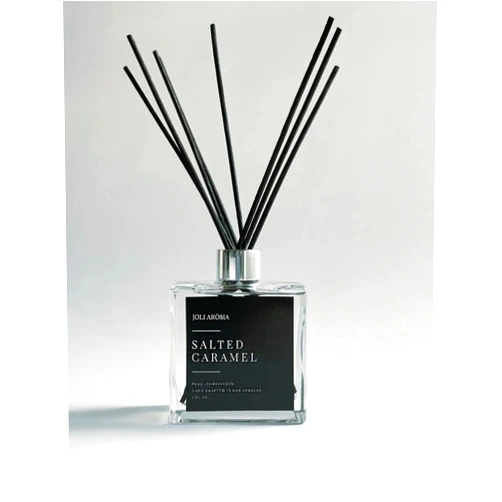 Joli Aroma | Non-Toxic, Phthalate-Free Fragrance Oils with Black Fiber Reeds for Long-Lasting Scent | Home Decor & Aromatherapy Room Freshener | 6.7 fl oz (Salted Caramel)
