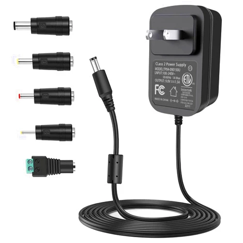 TKDY 9V 1.5A Power Supply DC 9V Power Cord, 110-240Vac to DC 9Vlot 1A AC Adapter DC Plug Center Positive, for DC9V Arduino UNO R3, Schwinn Bike A10 140 170, Crosley Cruiser Record Player.