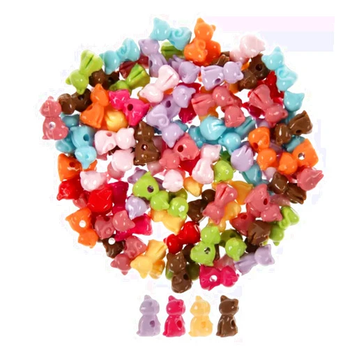 Nikki's Knick Knacks Bright Colorful Novelty Cat Beads - Pony Beads DIY Craft Bracelets Necklaces - 60 Grams