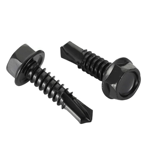 Bykonh #12 x 1 Hex Washer Head Self Drilling Screws Black Finish, 410 Stainless Steel, Pack of 50