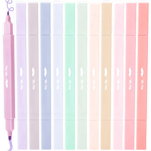 Mr. Pen- Dual Tip Aesthetic Highlighters, 12 Pack, Chisel & Fine Tips, Joyful Earth, Cute Highlighters Assorted Colors, Cute Highlighters for School Highlighters, Highlighter Set, Pastel Highlighters