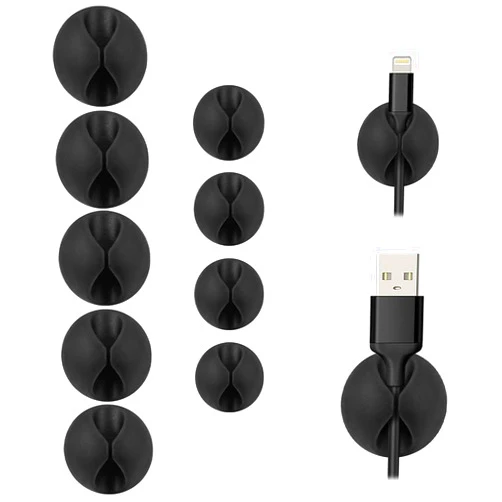 SmiLife Black Cable Clips 9 PCS, Cord Holders Cable Organizer, Cable Management Clips Adhesive Wire Clips, Mixed Sizes