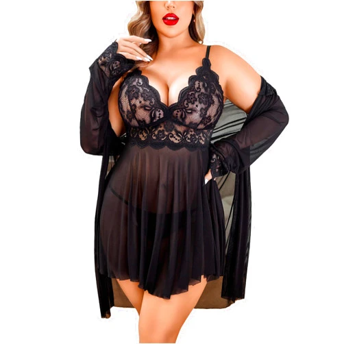 Avidlove Plus Size Lingerie Sexy Lingerie Set Women's Exotic Nightgowns Lace Chemise Lingerie Side Slit Nightdress