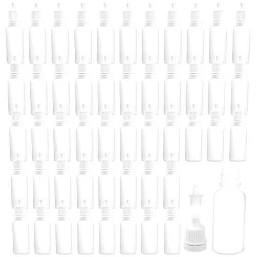 Cositina 50 Pack 15ml Plastic Dropper Bottle Empty Eye Dropper Bottles Squeezable Liquid Dropper Container with Screw Cap for Eye Drops Ear Drops Oils Saline