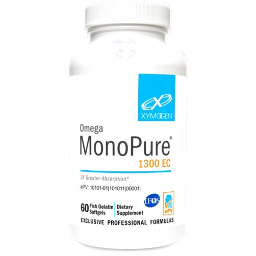 XYMOGEN Omega MonoPure 1300 EC - Fish Oil with 3X Greater Absorption - DHA EPA Omega 3 Supplement for Heart Health + Cognitive Support (60 Softgels)