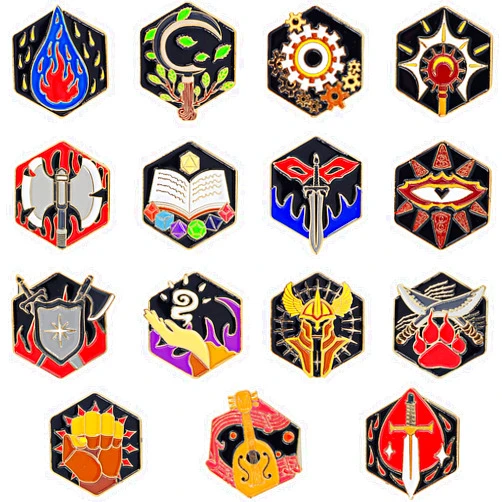 CZYY DND 5E Character Class + DM Hard Enamel Pins Set of 15 PCS Tabletop RPG Badges - Nerd Gift or Collection for Dungeons and Dragons, Dungeon Master and D&D Player