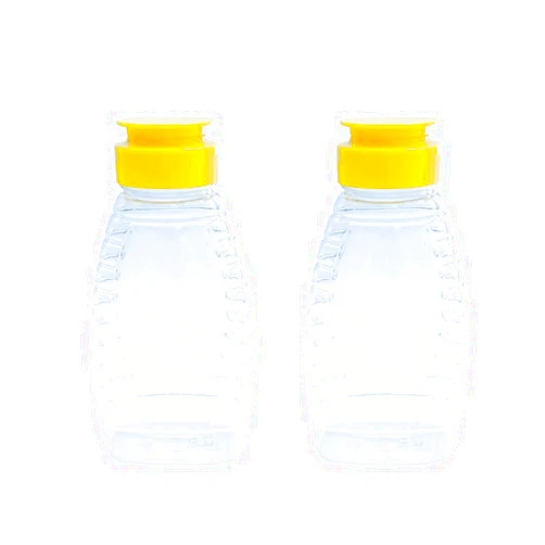 ZAYOIZY 2pcs Empty Honey Jars Squeeze Bottles Plastic Honey Dispenser with Lids Refillable Condiment Container for Maple Syrup, Ketchup, Mustard, Salad Dressing