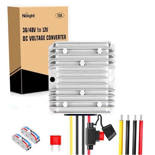 Nilight 48V 36V to 12V Voltage Converter 120W 10A Voltage Regulator Step Down to 12VDC Waterproof DC to DC Converter Reducer Power Supply Transformer Module for Golf Cart Scooters