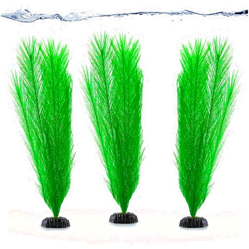 SunGrow Aquarium Plastic Silk Plants, Gives Shade and Beautiful Environment to Aquatic Pets, Perfect for Both Saltwater and Freshwater Tanks Decoration, Fish Tank Accessories & Supplies, 3 Pcs