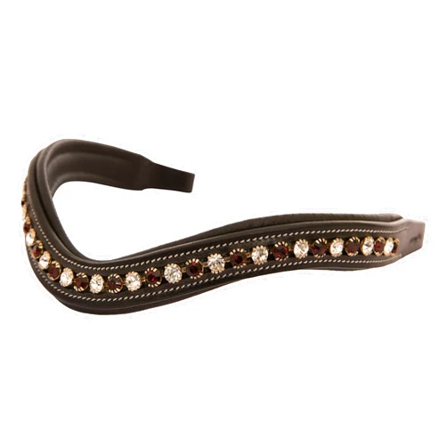 ExionPro Exion Horse Browband for English Bridle | Curved Shape Padded Equestrian Browband for Show & Dressage | Clear, Burgundy Crystal Browband for Horses