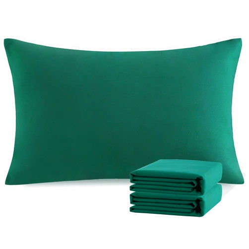 Nova Decore 100% Cotton Pillowcases Set of 2, Super Soft and Cozy, Wrinkle, Fade, Stain Resistant with Envelope Closure Bed Pillow Cases, (Dark Green, 20