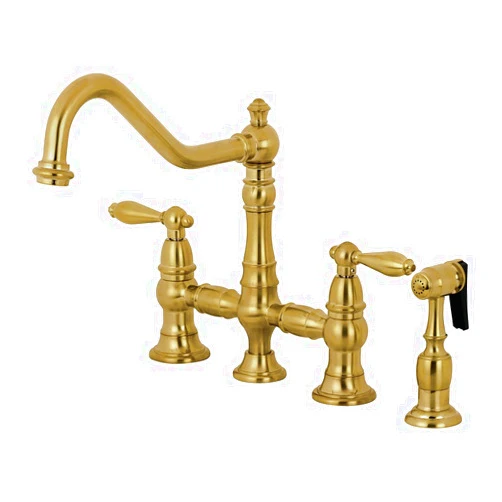 Kingston Brass KS3277ALBS Kitchen Faucet with Side Sprayer, Brushed Brass, 13.06 x 14.06 x 9.44