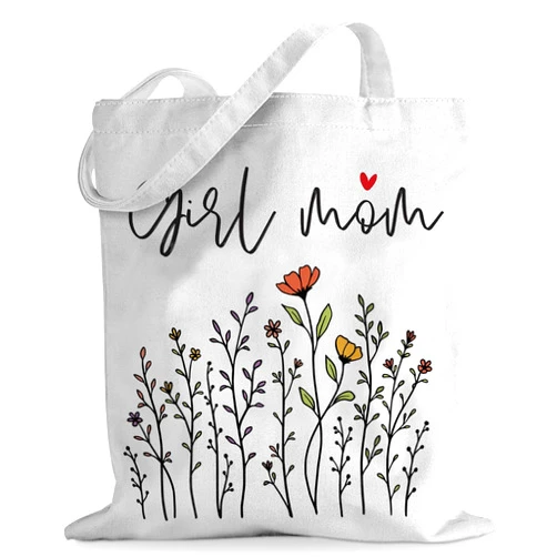 Sugargoo Cotton Tote Bag for Women, Girl Mom Gift Birthday Christmas Mother's Day Gifts for Women, Girl Mom Weekender Grocery Shopping Tote Bag