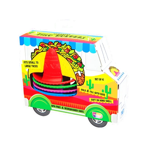 Talisman Designs Sombrero Taco Holders - Set of 4, Hold & Fill Small or Large Tacos | Crunch & Soft
