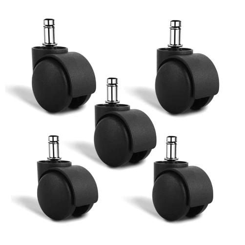 Dalyndar Office Chair Wheels Replacement Circlip Stem fits 99% Chairs' Wheel Set of 5pcs Heavy Duty Mute Universal Castor 2 Inches Swivel Casters for Rolling Stools Gaming Chairs on Carpets and Floors