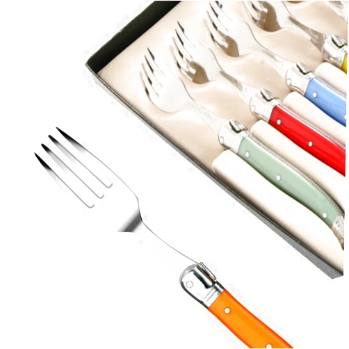 LAGUIOLE Set of 6 Laguiole forks in assorted colors - Direct from France