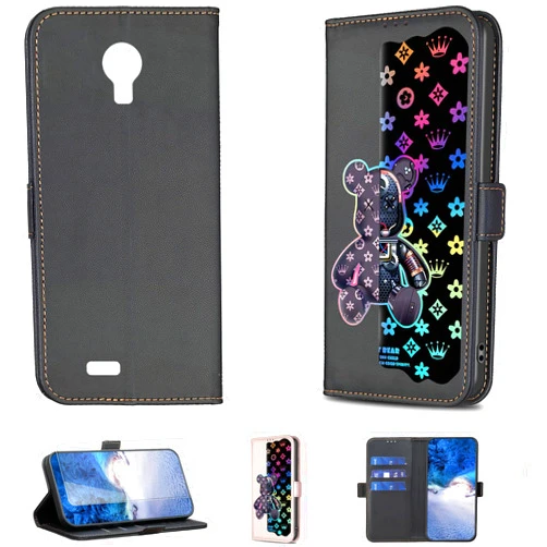 jioeuinly Case Compatible for Maze Speed MS5539G Phone Case Flip Stand Cover [with Tempered Glass Screen Protector] JXX-Black