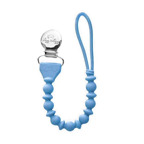 Itzy Ritzy Silicone Pacifier Clip 100% Food Grade Silicone Pacifier Strap with Clip Keeps Pacifiers, Teethers & Small Toys in Place Features One-Piece Design & Silicone Cord (Blue)