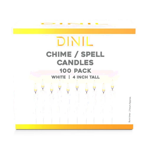 Dinil - Spell Candles for Rituals, Birthdays, Spells, Premium Chime Candles (100, White)