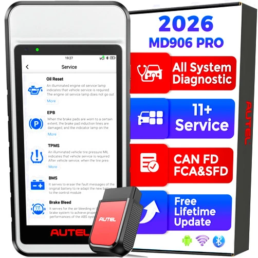 Autel Scanner MaxiDIAG MD906 PRO All System Diagnostic Tool, 2026 MD906PRO Same as MD909 PRO Bluetooth Ver. of MaxiCOM MK808S MX808S, 11 Service, Upgrade of MD808Pro MD806, CAN FD, No Subscription Fee