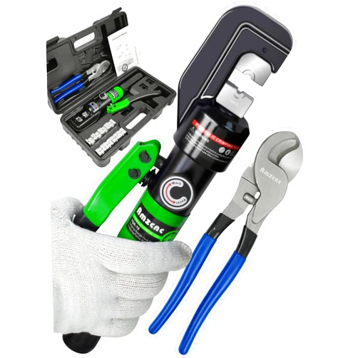 AMZCNC Hydraulic Cable Lug Crimper 8 US TON 12 AWG to 00 (2/0) Electrical Terminal Cable Wire Tool Kit with 9 Die (Crimping Tool and Copper wire scissors)