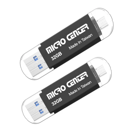 INLAND Micro Center Super Speed 2 Pack 32GB Type C and Type A 2-in-1 Dual USB 3.0 Flash Drive OTG USB Drives Thumb Drive Memory Storage Stick for Android Smartphone Computers MacBook Tablets PC,Brown